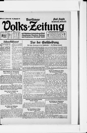 Berliner Volkszeitung vom 15.02.1922