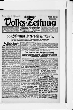 Berliner Volkszeitung vom 16.02.1922