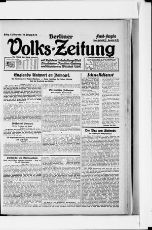 Berliner Volkszeitung vom 17.02.1922