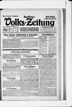 Berliner Volkszeitung vom 21.02.1922