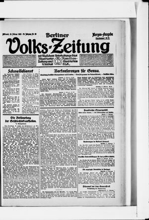Berliner Volkszeitung vom 22.02.1922