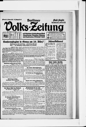 Berliner Volkszeitung vom 22.02.1922