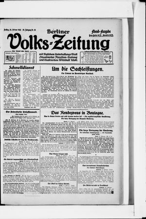 Berliner Volkszeitung vom 24.02.1922