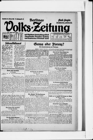 Berliner Volkszeitung vom 25.02.1922