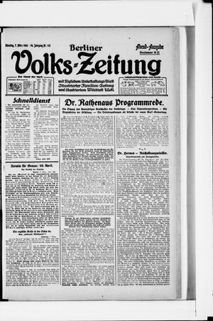 Berliner Volkszeitung vom 07.03.1922
