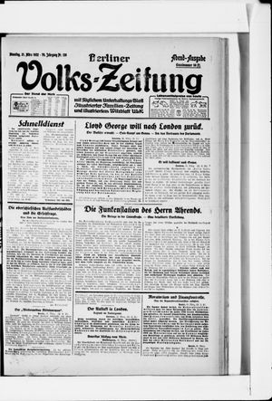 Berliner Volkszeitung vom 21.03.1922