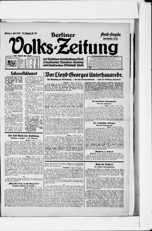 Berliner Volkszeitung vom 03.04.1922