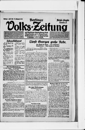 Berliner Volkszeitung vom 04.04.1922