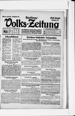 Berliner Volkszeitung vom 05.04.1922