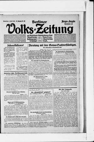 Berliner Volkszeitung on Apr 6, 1922