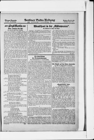 Berliner Volkszeitung vom 09.04.1922