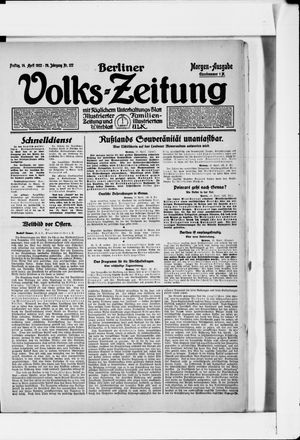 Berliner Volkszeitung vom 14.04.1922