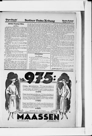 Berliner Volkszeitung vom 16.04.1922
