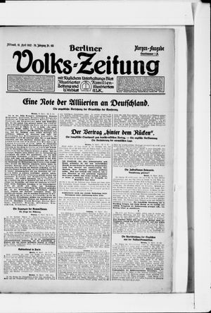 Berliner Volkszeitung vom 19.04.1922