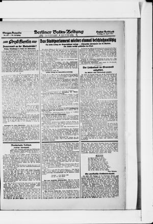 Berliner Volkszeitung on Apr 21, 1922