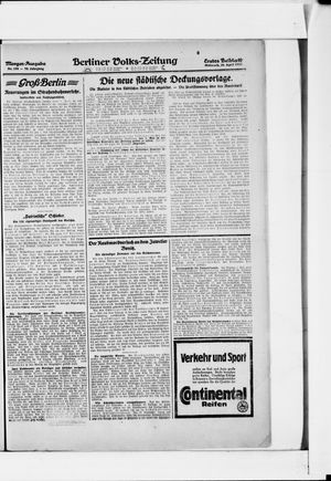 Berliner Volkszeitung vom 26.04.1922