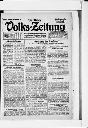 Berliner Volkszeitung vom 28.04.1922