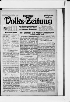 Berliner Volkszeitung vom 29.04.1922