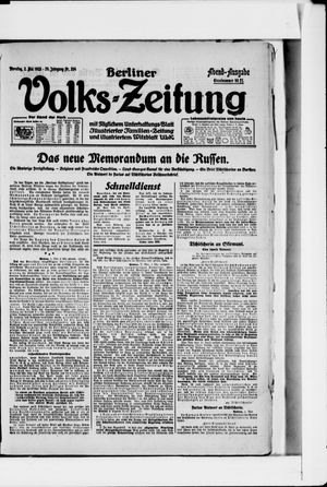 Berliner Volkszeitung vom 02.05.1922