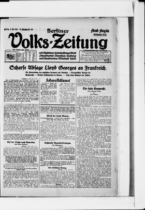 Berliner Volkszeitung on May 8, 1922