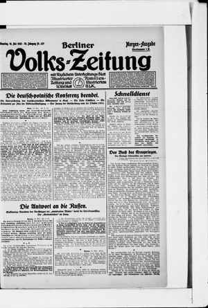 Berliner Volkszeitung vom 16.05.1922
