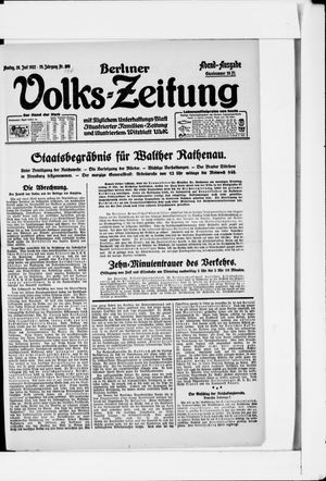 Berliner Volkszeitung vom 26.06.1922