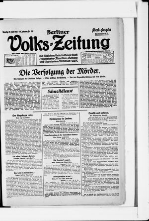 Berliner Volkszeitung vom 27.06.1922
