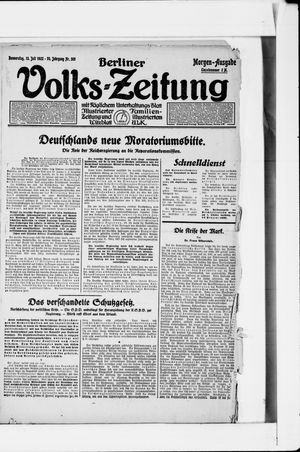 Berliner Volkszeitung vom 13.07.1922