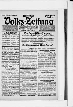 Berliner Volkszeitung vom 15.07.1922