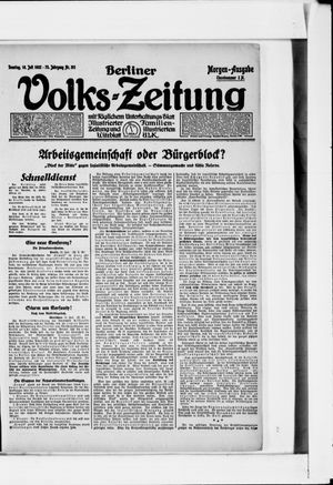 Berliner Volkszeitung vom 16.07.1922