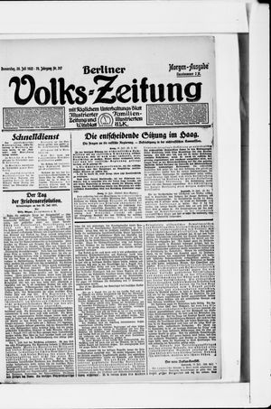 Berliner Volkszeitung on Jul 20, 1922
