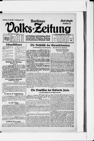 Berliner Volkszeitung on Jul 20, 1922