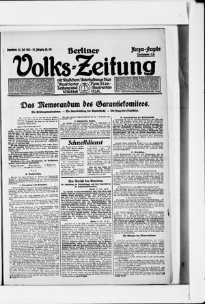 Berliner Volkszeitung on Jul 22, 1922