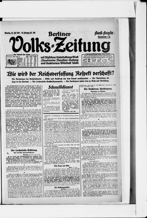 Berliner Volkszeitung vom 25.07.1922