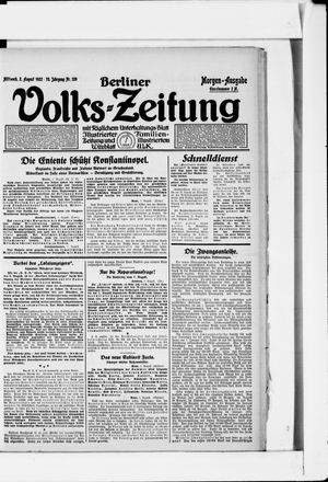 Berliner Volkszeitung vom 02.08.1922