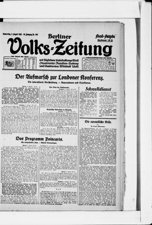 Berliner Volkszeitung on Aug 3, 1922
