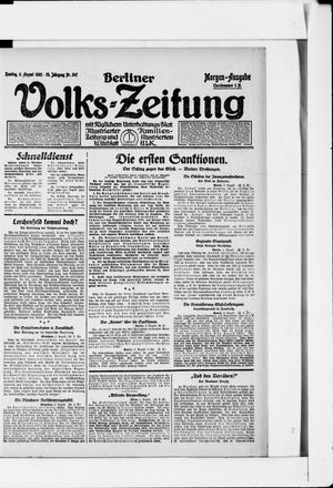 Berliner Volkszeitung vom 06.08.1922