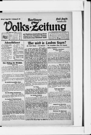 Berliner Volkszeitung vom 07.08.1922