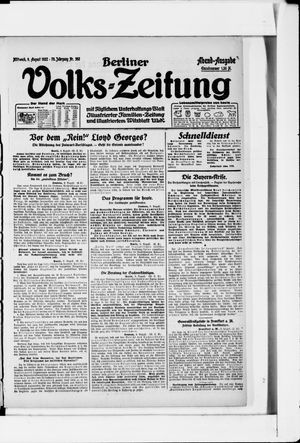 Berliner Volkszeitung vom 09.08.1922