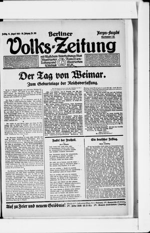 Berliner Volkszeitung vom 11.08.1922