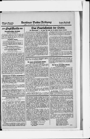 Berliner Volkszeitung vom 11.08.1922