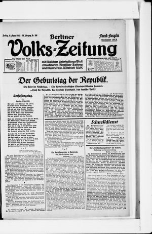 Berliner Volkszeitung vom 11.08.1922