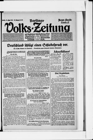 Berliner Volkszeitung vom 13.08.1922