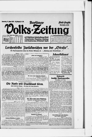 Berliner Volkszeitung on Aug 17, 1922