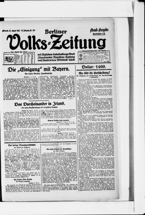 Berliner Volkszeitung vom 23.08.1922