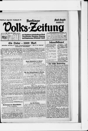 Berliner Volkszeitung vom 24.08.1922