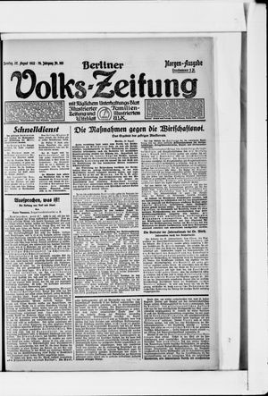 Berliner Volkszeitung on Aug 27, 1922