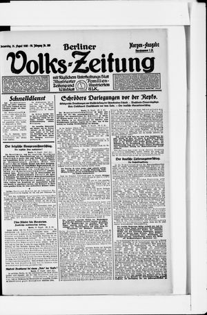 Berliner Volkszeitung on Aug 31, 1922