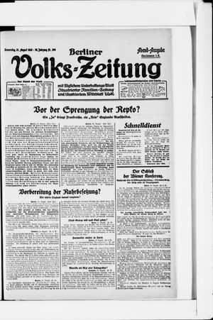 Berliner Volkszeitung on Aug 31, 1922