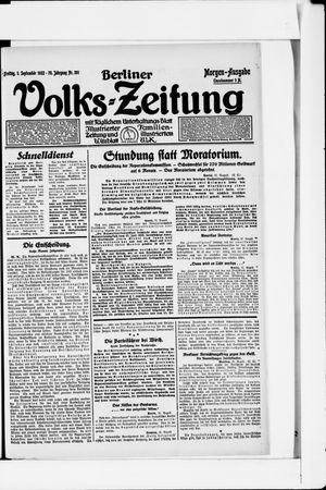 Berliner Volkszeitung vom 01.09.1922